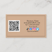 QR-Code-Logo Black Influencer Kraft Visitenkarte (Vorderseite)