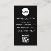 QR Code Logo Black Modern Minimalist Professional Visitenkarte (Vorderseite)