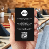 QR Code Logo Black Modern Minimalist Professional  Visitenkarte