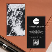QR Code Logo Black Modern Minimalist Professional Visitenkarte