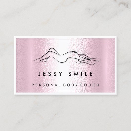 QR CODE Logo Body Sculpting Massage Metallic Pink Visitenkarte (Vorderseite)