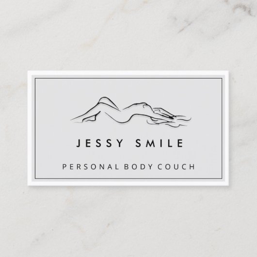 QR CODE Logo Body Sculpting Massage Pflege Grau Visitenkarte (Vorderseite)