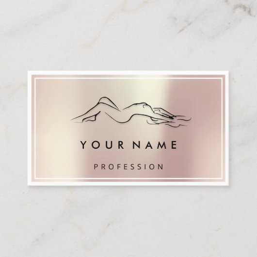 QR CODE Logo Body Sculpting Massage Pflege Rose Visitenkarte (Vorderseite)