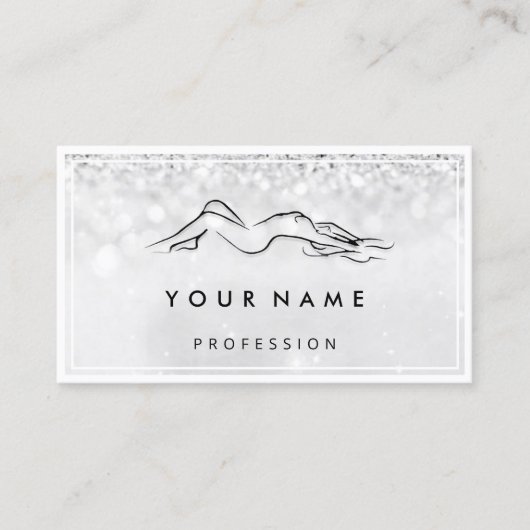 QR CODE Logo Body Sculpting Massage Pflege Silber Visitenkarte (Vorderseite)