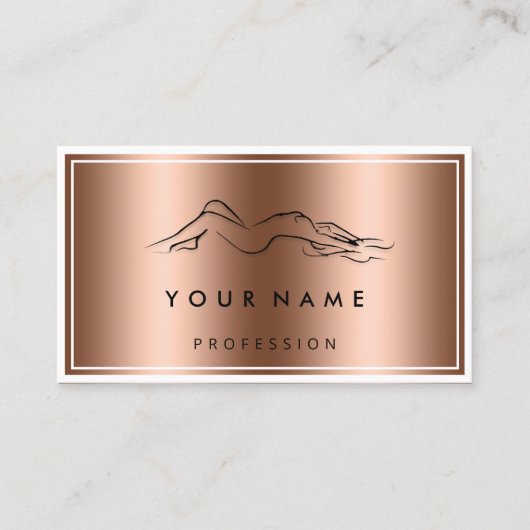 QR CODE Logo Body Sculpting Massage Rose Kupfer Visitenkarte (Vorderseite)