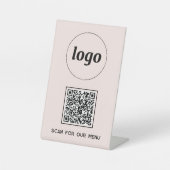 QR-Code-Logo-Business-Scan für Menü in Rosa Sockelschild (Vorderseite)
