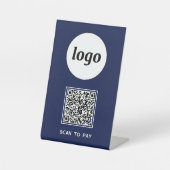 QR Code Logo Business Scan zur Bezahlung von Navy  Sockelschild (Vorderseite)