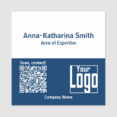QR-Code Logo Company Expertise Blue White Namensschild (Vorderseite)