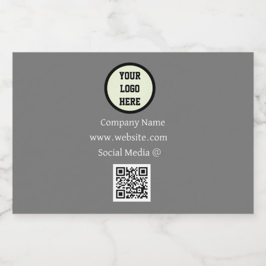 QR Code Logo Company Grau Business Corporate Alkoholflaschenetikett (Einzelnes Label)