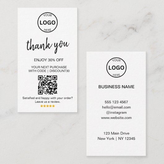 Qr-Code-Logo Danke, Verlassen Rabatt für uns Überp Visitenkarte (Vorne/Hinten)