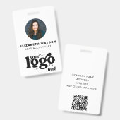 QR-Code - Logo des Unternehmens Weiß Foto Mitarbei Ausweis (Vorder- & Rückseite)
