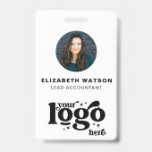 QR-Code - Logo des Unternehmens Weiß Foto Mitarbei Ausweis (Vorderseite)
