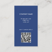 QR-Code-Logo Einfache blaue Visitenkarte (Rückseite)
