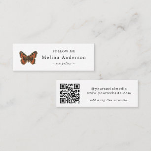 QR-Code-Logo Elegant Butterfly Social Media Mini Visitenkarte