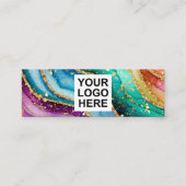 QR-Code & Logo Elegant Regenbogen-Achat Gold Glitt Mini Visitenkarte (Vorderseite)