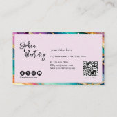 QR-Code & Logo Elegant Regenbogen-Achat Gold Glitt Visitenkarte (Rückseite)