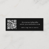 QR Code Logo Elegante Schwarz-Weiß Social Media M Mini Visitenkarte (Rückseite)