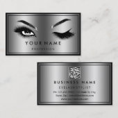 QR-CODE-Logo-Eyelashes Rahmen grau Visitenkarte (Vorne/Hinten)