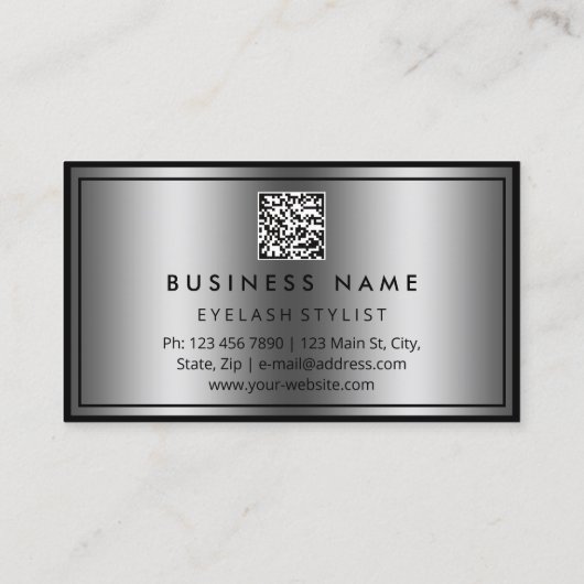QR-CODE-Logo-Eyelashes Rahmen grau Visitenkarte (Rückseite)