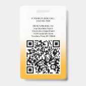 QR-Code Logo-Foto-ID Covid Vaccine Pass Gelb Ausweis (Rückseite)