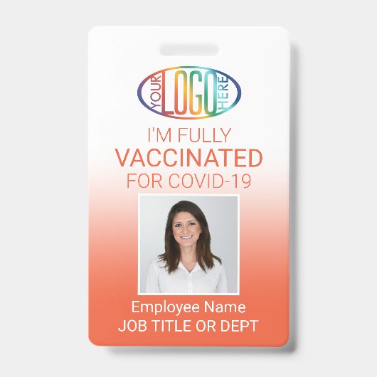 QR-Code Logo-Foto-ID Covid Vaccine Pass Orange Ausweis (Vorderseite)