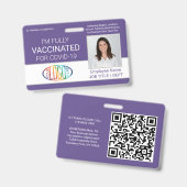QR-Code Logo-Foto Mitarbeiter-ID Impfpass Lila Ausweis (Vorder- & Rückseite)