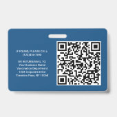 QR-Code Logo Foto Mitarbeiter-ID Impfstoff blau Ausweis (Rückseite)