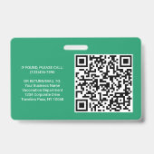 QR-Code Logo Foto Mitarbeiter-ID Impfstoff Grün Ausweis (Rückseite)
