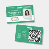 QR-Code Logo Foto Mitarbeiter-ID Impfstoff Grün Ausweis (Vorder- & Rückseite)