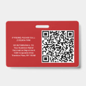 QR-Code Logo Foto Mitarbeiter-ID Impfstoff Rot Ausweis (Rückseite)