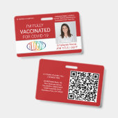 QR-Code Logo Foto Mitarbeiter-ID Impfstoff Rot Ausweis (Vorder- & Rückseite)