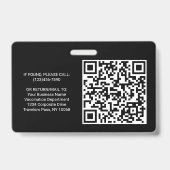 QR-Code Logo Foto Mitarbeiter-ID Impfstoff schwarz Ausweis (Rückseite)