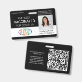 QR-Code Logo Foto Mitarbeiter-ID Impfstoff schwarz Ausweis (Vorder- & Rückseite)