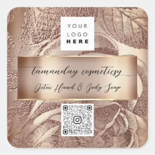 QR-Code-Logo-Foto-Produkt-Dank-Rosen-Brautfoto Quadratischer Aufkleber