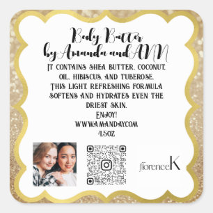 QR CODE LOGO FOTO PRODUKTBESCHREIBUNG Gerahmt Quadratischer Aufkleber