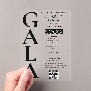 QR-Code-Logo für Charity-Gala-Spendenveranstaltung Acryleinladungen