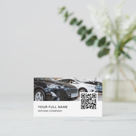 QR-Code-Logo für den Kfz-Händler Social Media Visitenkarte (Stehend Vorderseite)