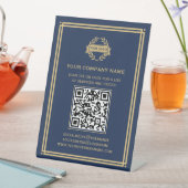 QR-Code-Logo für Kundendienste Navy Gold Sockelschild (In Situ)