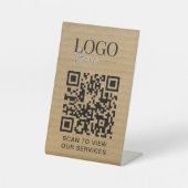 QR-Code-Logo für Unternehmen Moderne, rustikale Kr Sockelschild (Vorderseite)