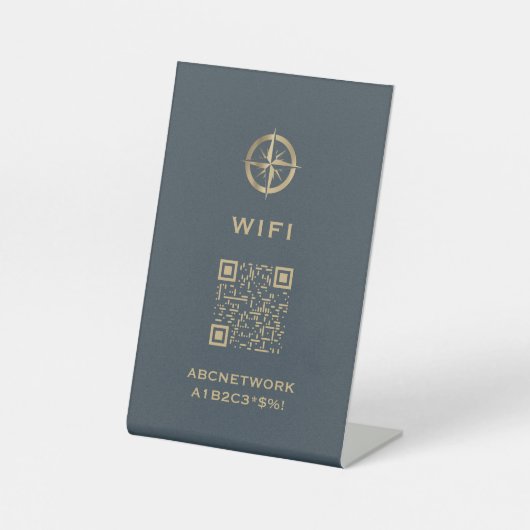 QR-Code-Logo für Wi-Fi-Zugriff grau Sockelschild (Vorderseite)