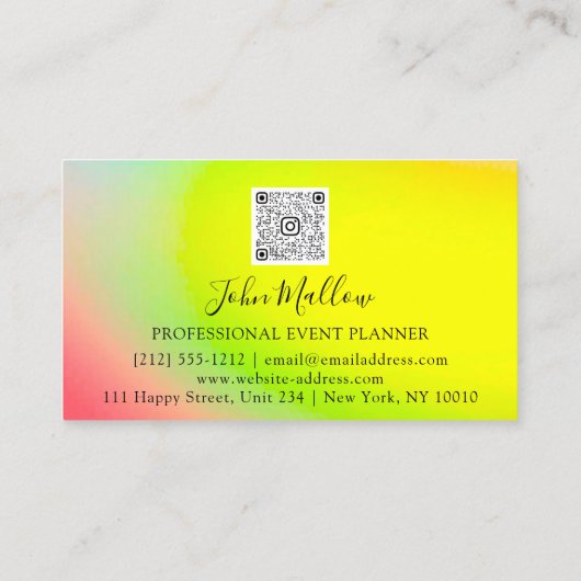 QR-Code Logo Geometrie Gelber Regenbogen Visitenkarte (Rückseite)