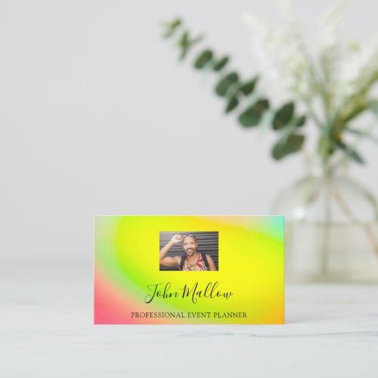 QR-Code Logo Geometrie Gelber Regenbogen Visitenkarte (Stehend Vorderseite)