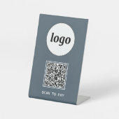 QR-Code-Logo Geschäft Scanne zum Bezahlen Anthrazi Sockelschild (Vorderseite)