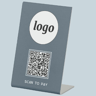QR-Code-Logo Geschäft Scanne zum Bezahlen Anthrazi Sockelschild