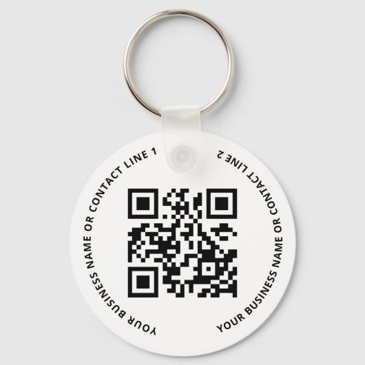 QR-Code-Logo Geschäft Weiß Schlüsselanhänger (Vorderseite)