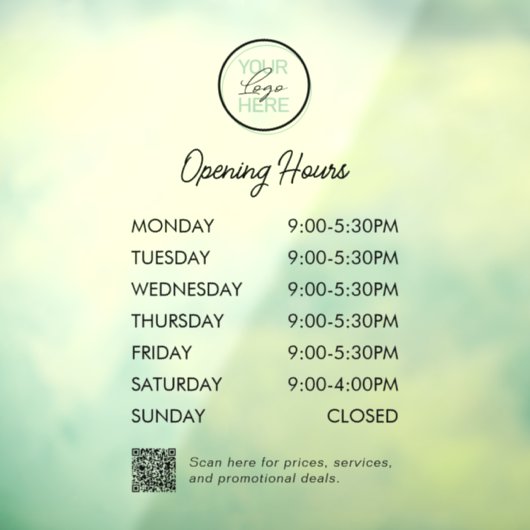 QR-Code-Logo-Geschäftsöffnungszeiten Fensteraufkleber (Blatt 3)