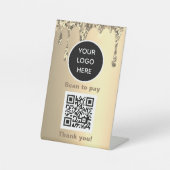 QR-Code-Logo Glitzer Gold Business Scan me Website Sockelschild (Vorderseite)