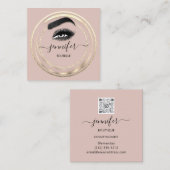 QR-Code Logo Glitzer Gold Rose Eyelash Skin Quadratische Visitenkarte (Vorne/Hinten)