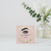 QR-Code Logo Glitzer Gold Rose Eyelash Skin Quadratische Visitenkarte (Stehend Vorderseite)