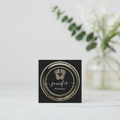 QR Code Logo Gold Black Reflexology Foot Massage Quadratische Visitenkarte (Stehend Vorderseite)